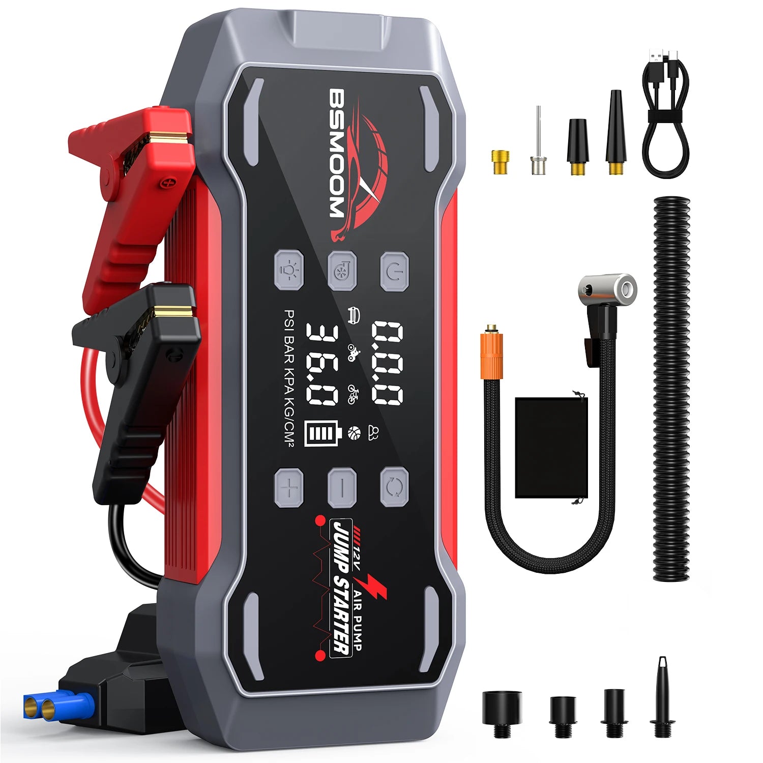 Car Jump Starter With Air Compressor Jump Starter Power Bank Portable Battery Starter 150PSI Air Pump With LED Light