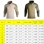 Outdoor Long Sleeve Tactical Shirts Combat Shirt 1/4 Zipper Ripstop Cotton Wear-resisting Camo Airsoft T Shirts Men Clothing