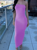 Summer Women's Sexy Sleeveless Chest Wrapped Long Beach Dress