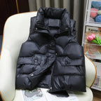 Down Cotton Vest Women 2025 New Autumn Winter Fashion Stand Collar All-Match Warm Sleeveless Waistcoat Jacket Ladies Female Tops