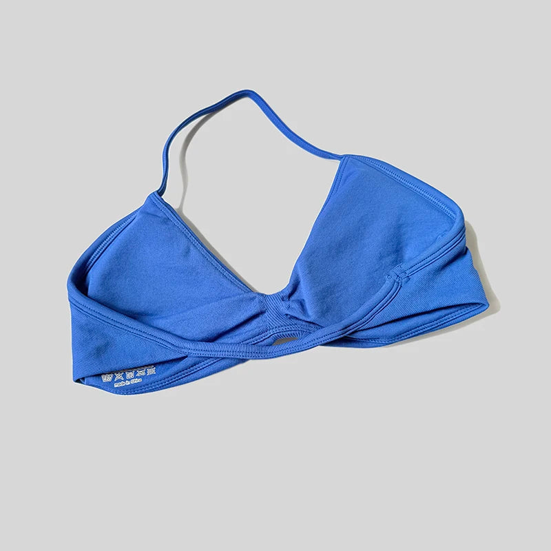 Women Halter Sports Bra Push Up Strappy Sexy Open Back Gym Crop Top Padded Seamless Workout Yoga Tank Tops Secondary image