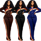 Tracksuit Women Pants Set Two Piece Set Autumn Winter Zipper Jacket Tops Suits Jogging Vintage Patchwork Outfits Y2k Streetwear