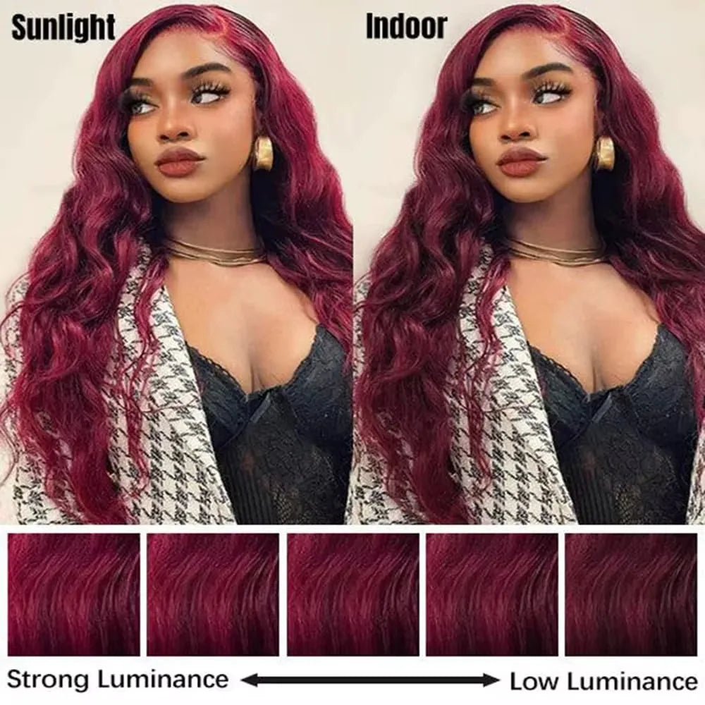 Burgundy 99J Body Wave Lace 13x6 HD Front Wigs Human Hair Pre Plucked with Baby Hair 13x4 Lace Front Wigs for Black Women