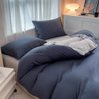 2-side Solid Color Brush Fabric Bed Set 4 Pieces Duvet Cover Pillowcase Bedding Set Bed Sheet Quilt Cover Single Queen King Size