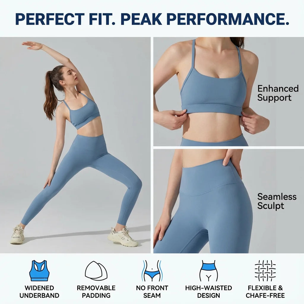 Women's Matching Activewear Set Sports Bra & High Waist Leggings 2-Piece Workout Outfit Gym Clothes for Yoga, Running & Fitness