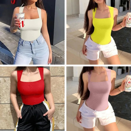 One Pieces Women's Seamless Bodysuits Summer Sexy Lady Strapless Backless Solid Color U Collar Slim Skinny Playsuits