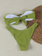 Women Strapless Bikinis Sets Summer Push Up Swimwear Two Pieces Suits Female Sexy Swimsuits Solid Color Lady Backless Beachwear