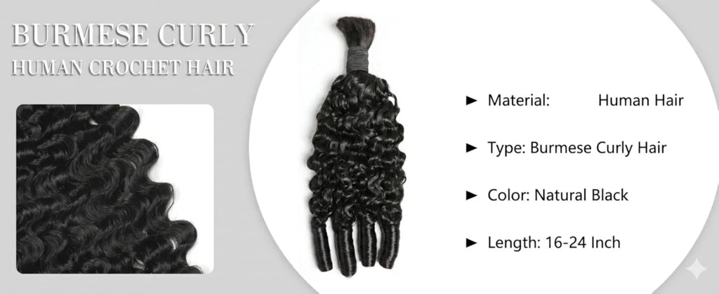 Human Hair Bulk Boho Braids Burmese Curly Bundles Human Hair Bulks For Bohemian Knotless Braiding Virgin Crochet Hair Extensions