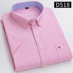 Plus size 7XL100%cotton oxford summer Casual Short sleeve shirts for men soft slim fit formal plain shirt white plaid clothes