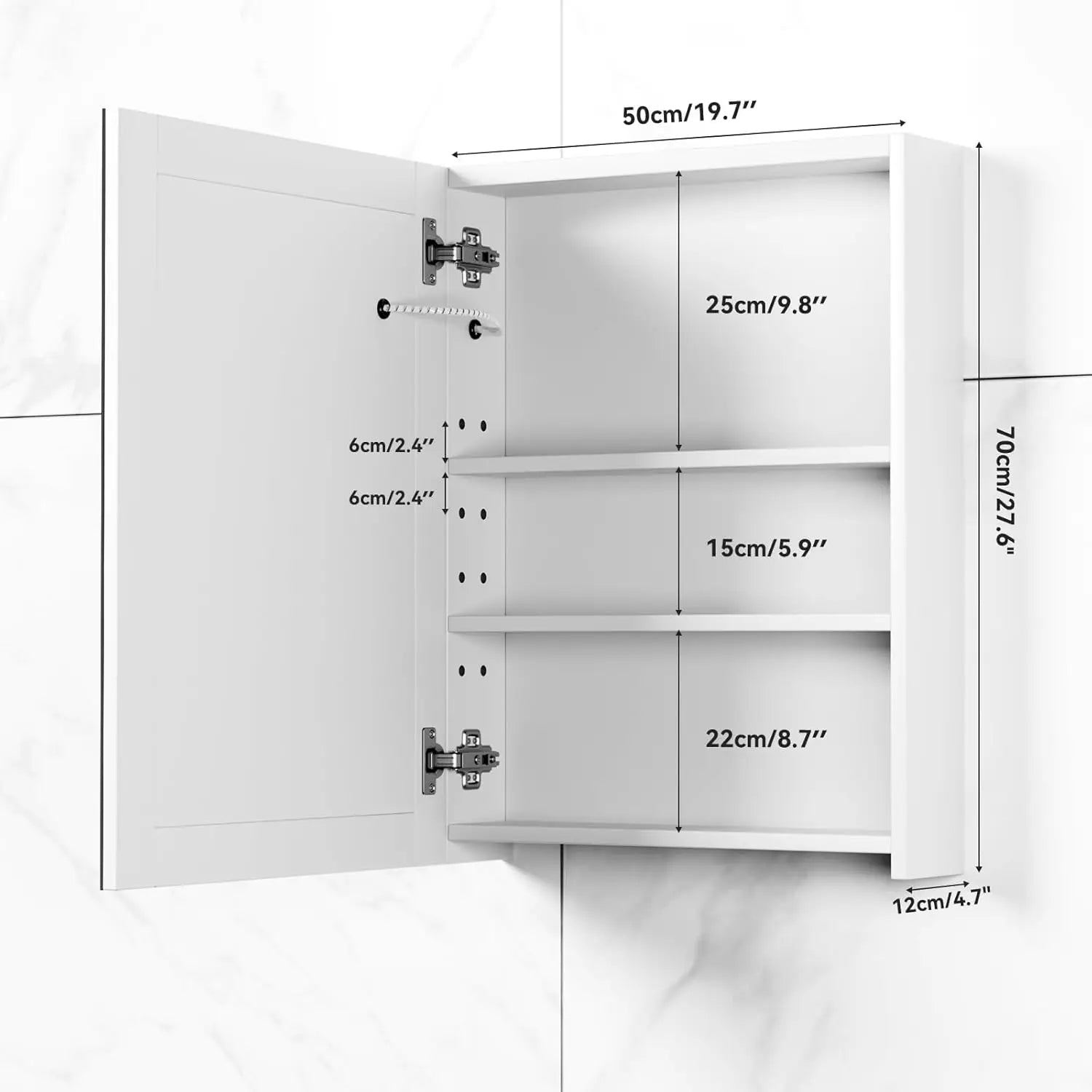 Medicine Cabinets for Bathroom,Medicine Cabinet Mirror,Lighted Medicine Cabinet with LED Lights,Adjustable Shelf,, Customized Secondary image