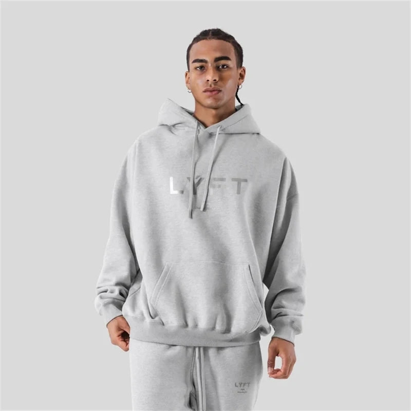 LYFT Classical LOGO Men Hoodies Winter Fleece Warm Mens Sweatshirt Fashion Streetwear Casual Men's Loose Pullovers Brand Hoody