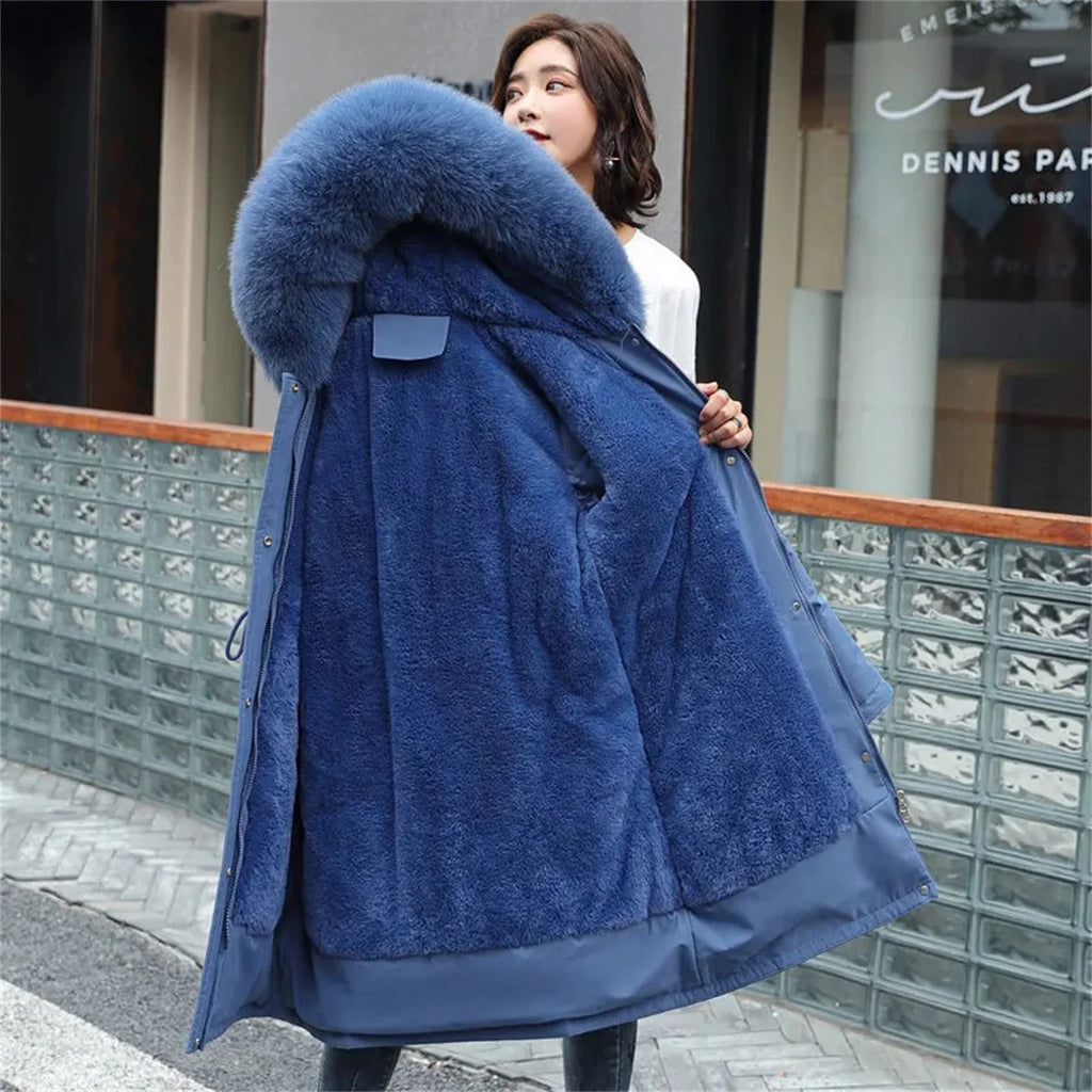 Winter Parka Jacket For Women 2025 New In Long Sleeve Clothes Fashion Hooded Vintage Coat Thick Warm Casual Medium Length Coats