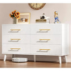 6 Drawer Dresser for Bedroom, Chest of Drawers with Metal Handles, Wood Storage Modern Dresser for Nursery, Living Ro，Customized