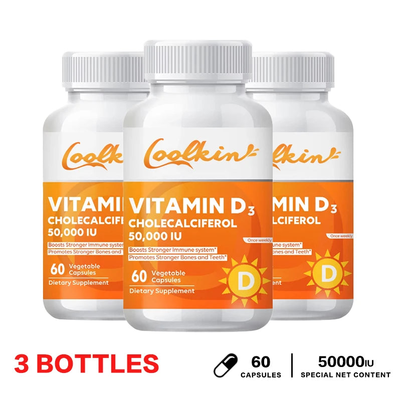 High Potency Vitamin D3 50000 IU - Helps Muscle Nerve Health Support Bone Density Teeth and Skin Heart Health