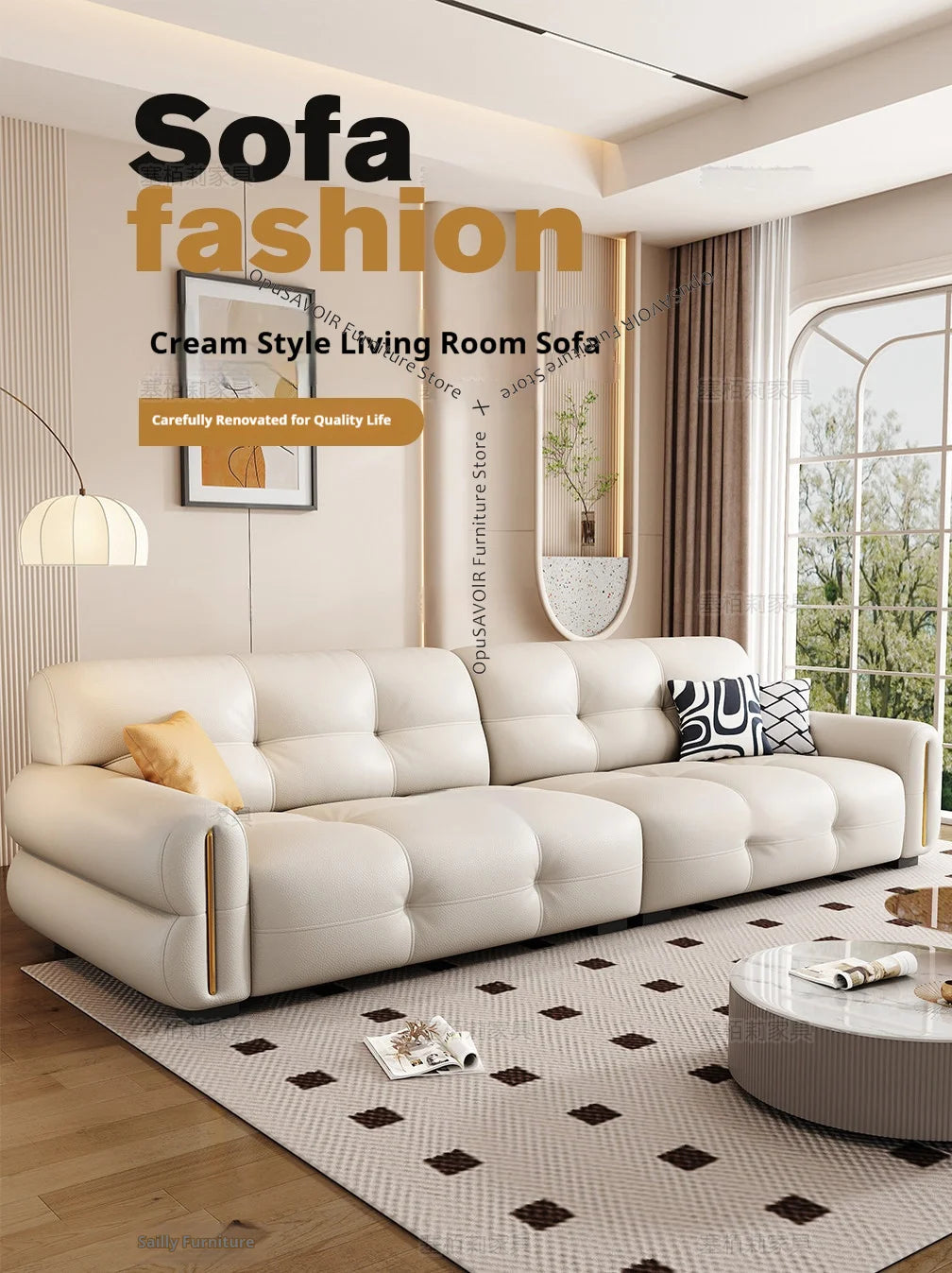 Italian Minimalist Sofa Modern Luxury Living Room Couch Straight Sofa Set Persons Genuine Leather Upholstered Furniture JT40