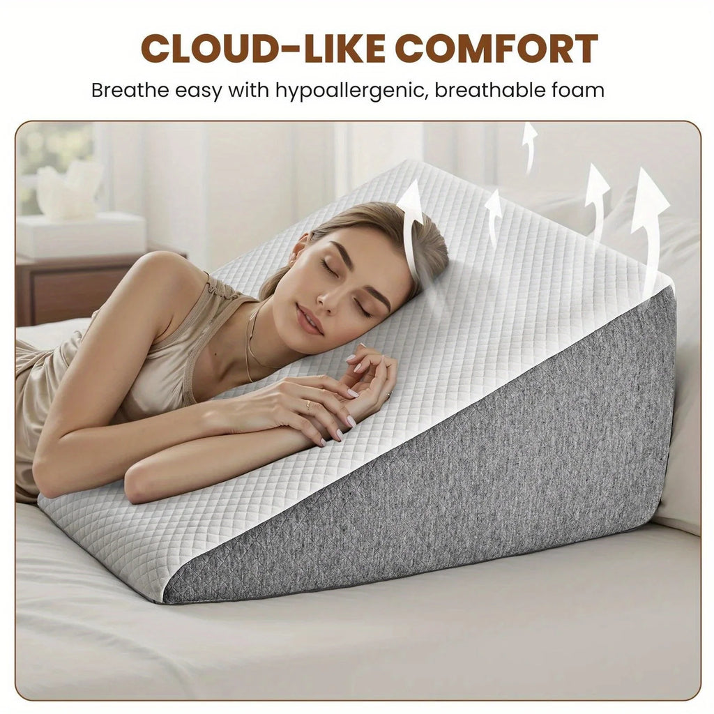 Wedge Pillow, Body Pillow For Sleep Apnea, Neck Relief, Post Surgery, Sleeping Comfort, Acid Reflux, Heartburn, Back Relief And Snoring, 12Inch