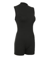 Women Summer Bodycon Jumpsuit Playsuits Mock Neck Sleeveless Skinny Short Romper Skinny Sport Bodysuit