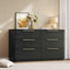 Wide 54 Black Wooden Dresser with Metal Handles, Curved Design for Bedroom, Living Room, or Hallway Storage