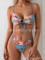 Sexy Floral Print Women's Bikini Set Fashionable Trendy Strapless Backless Design with Chest Pad No Steel Support for Swimming