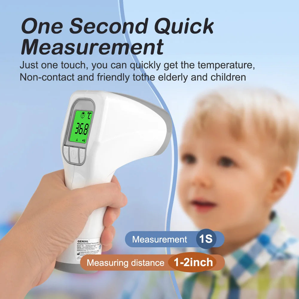 Medical No-Touch Thermometer for Adults and Kids, 1-Second Fast Reading, Color-Coded Fever Alarm, Silent Mode