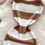 2025 & 2026 Lady New Stripes Ins Fashion Sexy Package Hips Bodycon Dress  Summer Knitted Spaghetti Straps Outfits Maxi Long Women Dress