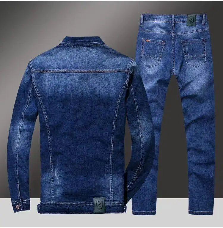 Spring Autumn Men's Denim Suit Loose Korean Trendy Two-Piece Versatile Outerwear Casual Jacket Denim sets