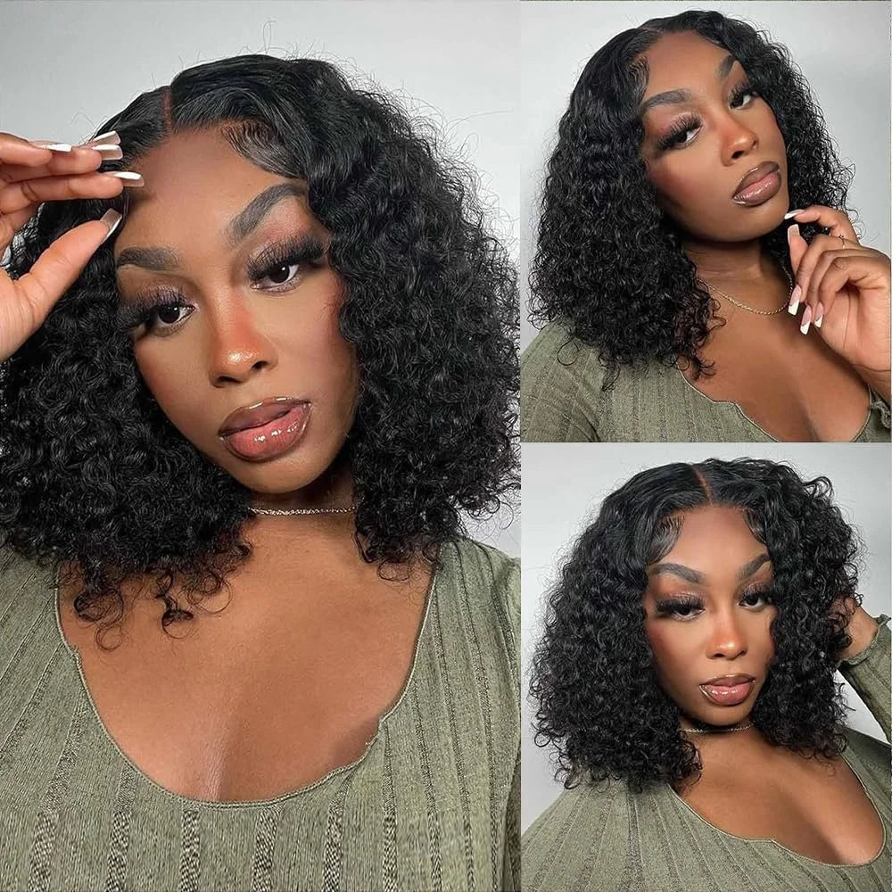 Deep Wave Bob Lace Front Human Hair Wigs Short Bob Wig 13x4 4x4 Lace Frontal Wigs Brazilian Black Pre Plucked Curly Human Hair