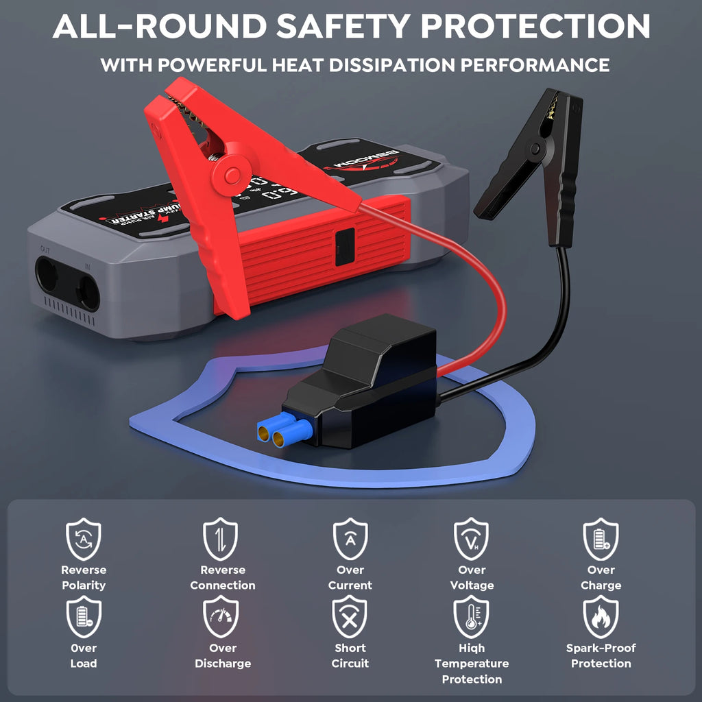 Car Jump Starter With Air Compressor Jump Starter Power Bank Portable Battery Starter 150PSI Air Pump With LED Light