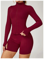 New Women Seamless Zipper Jacket Yoga Long Sleeved Gym Top Yoga Push Up Jacket Fitness Running Workout Sport Coat Women's Shirts