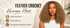 Honey Blonde Feather Crochet Human Hair Extensions Curly Invisible Miracle Knots Pre-Separated Crochet Hair for Women