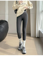 Winter Cashmere Leggings Women Solid Warm Leggings High Waist Slim Stretchy Pants Big Size Adding Velvet and Thickening Pants