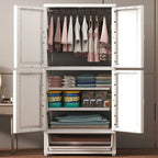 New model 70-Face wide thickened wardrobe simple bedroom plastic cabinet double door drawer type clothes hanging storage cabinet