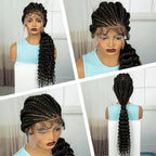 Handmade Cornrow Braided Wigs 30inch Synthetic Full Lace Kontless Braids Wigs Lace Frontal Box Braided Lace Wigs for Black Women