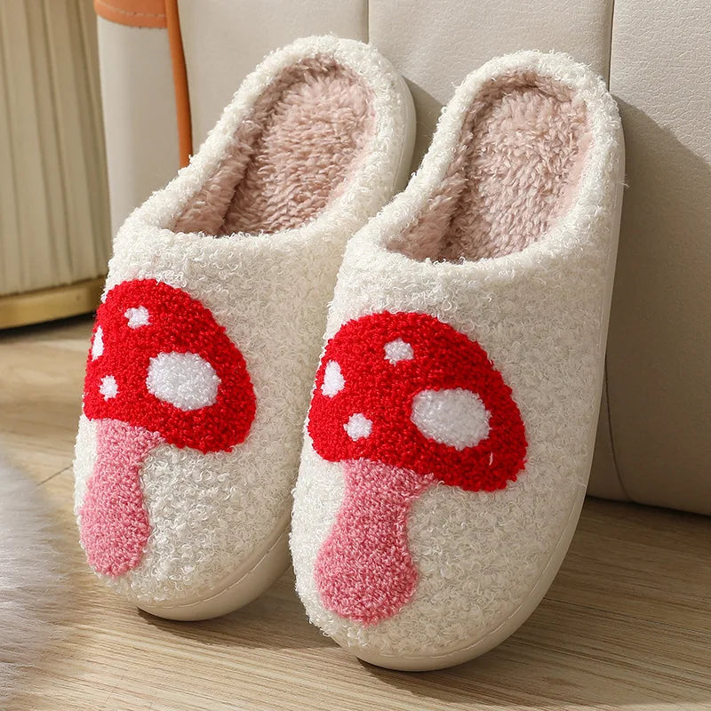 Christmas Elk Warm Cotton Slippers Women Winter Comfortable Home Slides Cute Furry Reindeer Warm Plush Sandals for Men Women