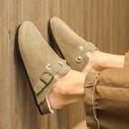 Men Suede Leather Mules Women Comfort Potato Shoes with Arch Support Cork Winter Shoes Fashion Clogs Men Cork Footbed Mens Clogs