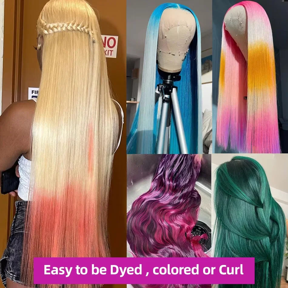 613 HD Transparent Lace Frontal Wig 13x6 Blonde Bone Straight 100% Human Hair Wigs Pre Plucked High Density Brazilian Real Hair