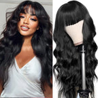 Body Wave Wigs with Bangs 3x1 Middle Part Lace Wig Human Hair Pre Plucked Body Wave Real Human Wigs with Bangs for Women 34 Inch
