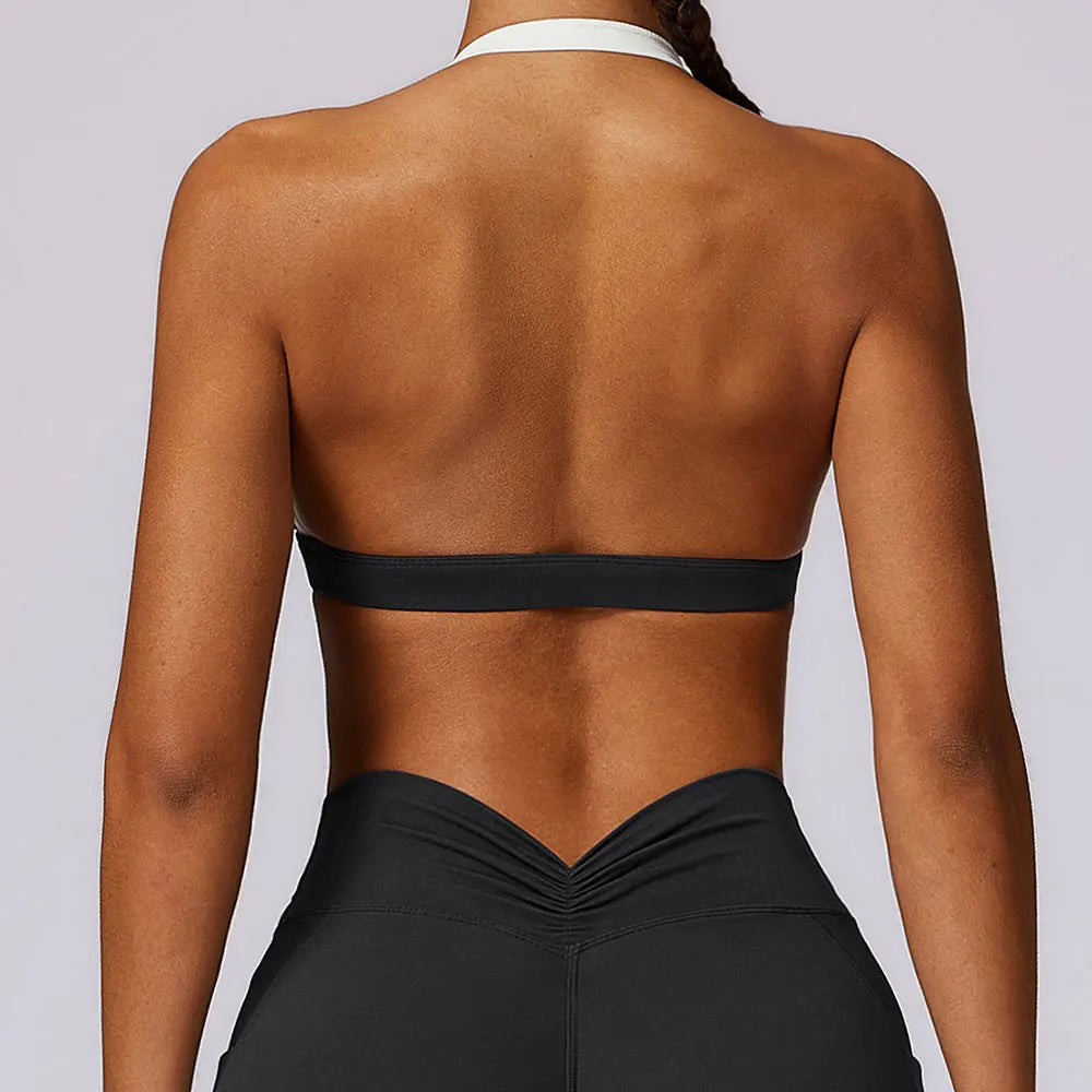 Gym Sport Bra Halter Sports Bra Anti-sweat Breathable Yoga Bra Shockproof Crop Top Fitness Top Push Up Workout Top Women Secondary image