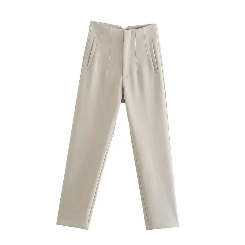 HXAO Fashion Office Wear High waist Pants for Women Formal Pants Office outfits Pencil Trousers Black Pink White Ladies Pants