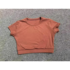 Gym Workout Yoga Fitness Sports Suit Short-sleeved Top Padded-free High-waisted Hip-lifting Trousers Outdoors Leisure Sportswear