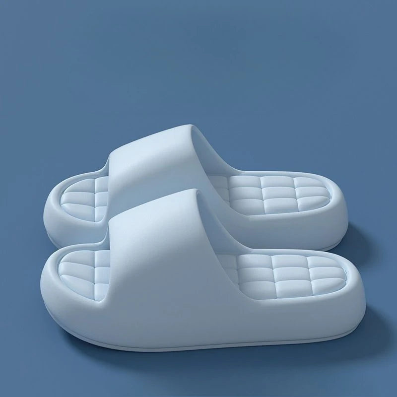 Unisex Bathroom Slippers Cloud Cushion Slides Summer Flat Sandals Thick Platform Shoes Man Indoor Non-Slip Couple Flip Flops