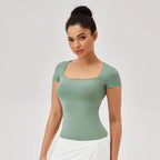 Yoga Tops Women Gym Training Sport Tops Quick-Dry Yoga Shirts Short-sleeved Outdoor Running Fitness Casual Sports T-shirt