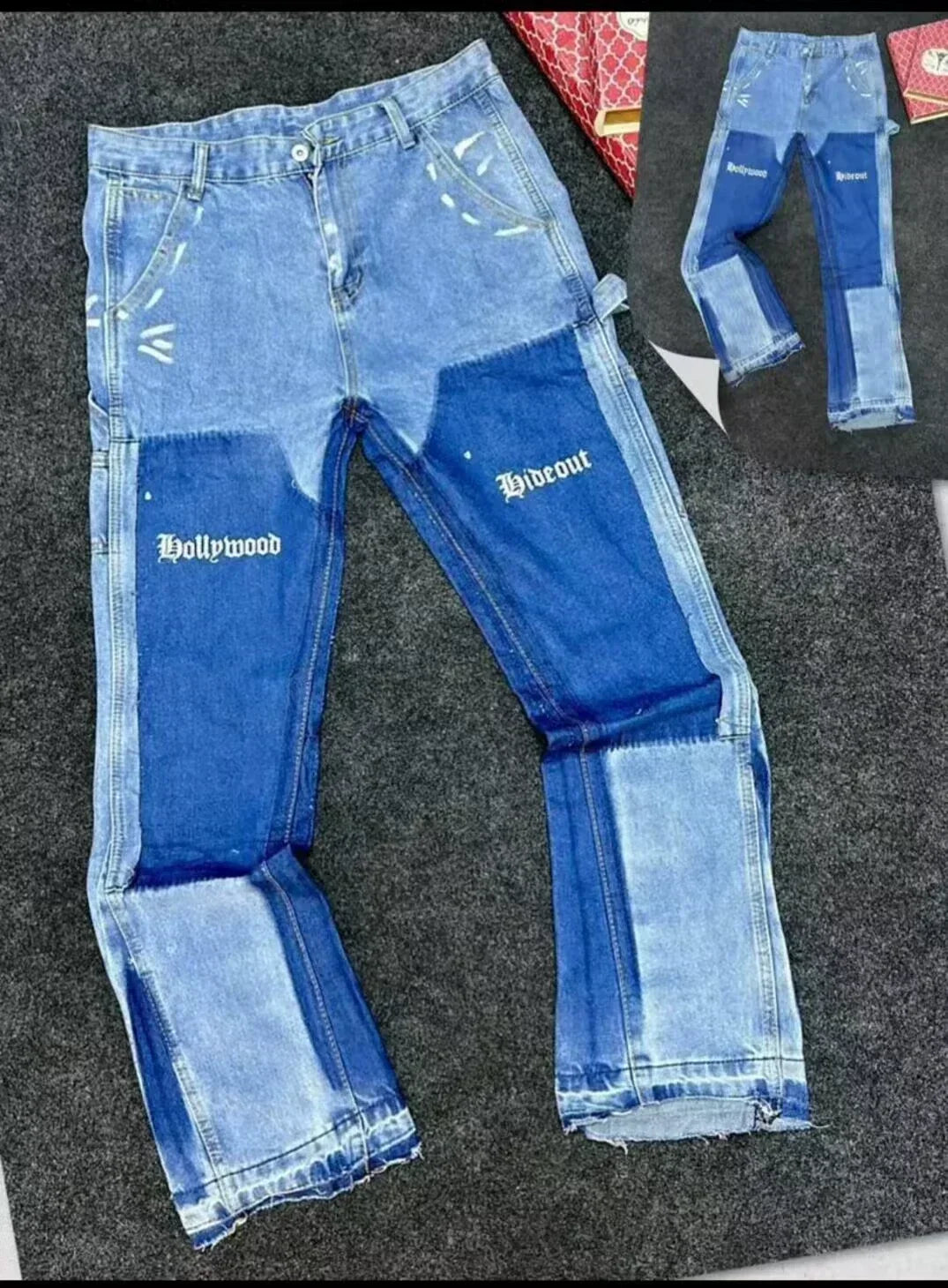 2026 Vintage Men's Jeans Distressed Vibe Bell Bottoms Clean Fit Woodworking Workwear Denim Pants for Outdoor Trade Secondary image