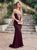 Women Evening Dresses Evening Prom Formal Gowns Wedding Party Long Dress Lace Applique Off Shoulder Dresses Gala