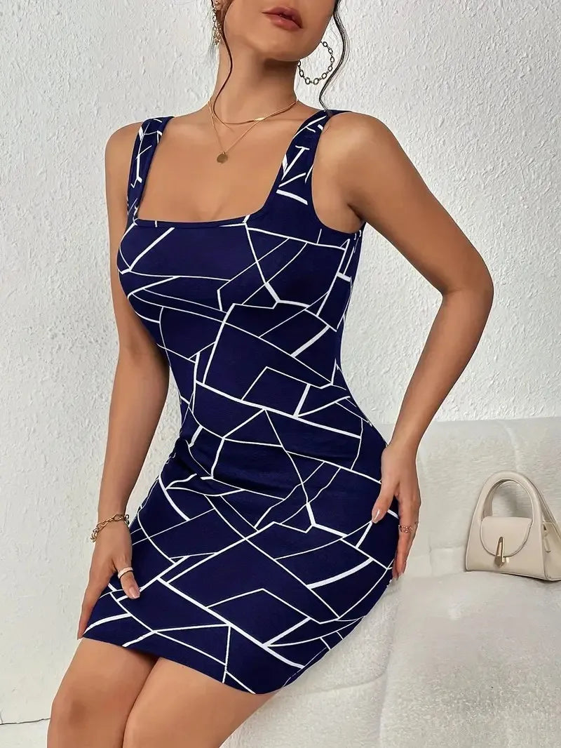 2026 Summer New Arrival: Chic Camisole Dress with Temperament Print for Women – European & American Style, Sexy & Trendy, Body-h