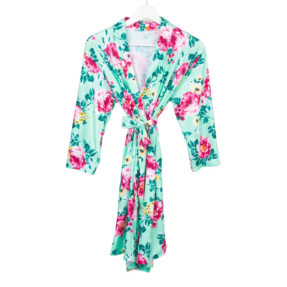 Maternity Robe,Matching Swaddle Set ,Mommy and Me Set, Floral Hospital Robe Bag,Baby Shower Gift,Mama Robe,Baby Girl Blanket
