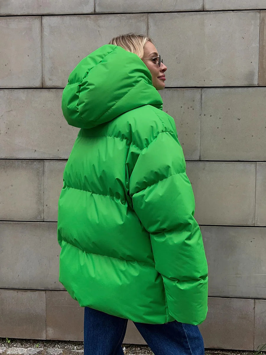 Women Winter Cotton Coat 2025 New Women Loose Cotton Padded Jacket Solid Hooded Parkas Coat Female Puffer Coat Winter Outwear