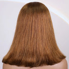 16Inch Chocolate Brown Straight Bob Wig 13X4 Lace Frontal Wig Natural Hairline Lace Front  Short Wig Human Hair 100% Pre Plucked