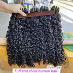 Burmese Curly Human Hair Bundles #1B Natural Color Wavy Raw Virgin Hair Weave Extensions Bouncy Curly 100% Human Hair For Women