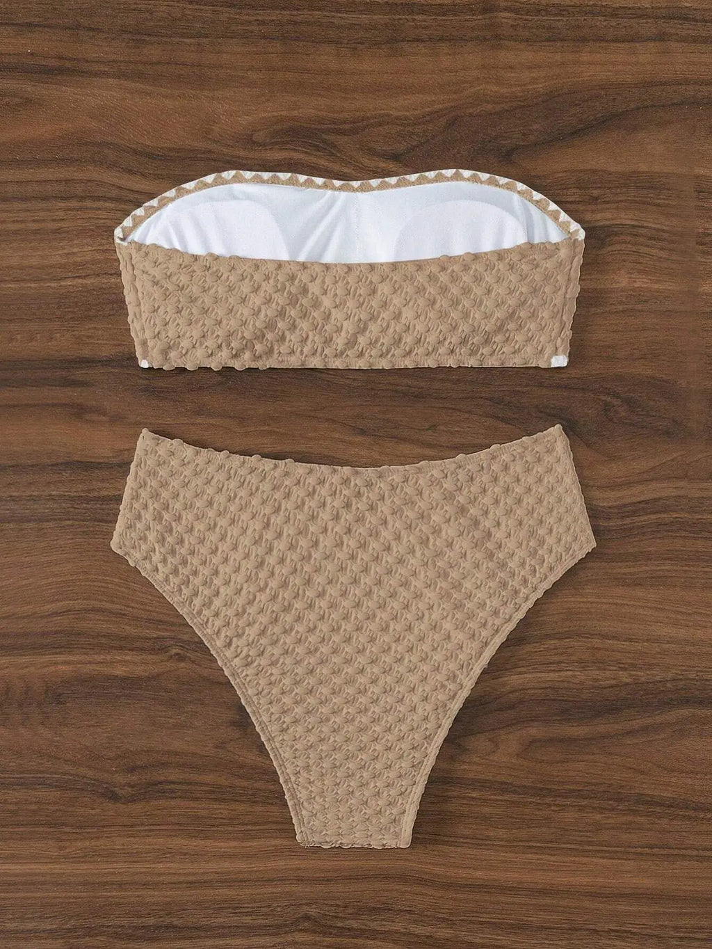 Swimwear White 2 Piece Strapless Swimsuit for Women Sexy Bandeau Backless Bikini Set Lace-up Patchwork Bathing Suit 2025 New